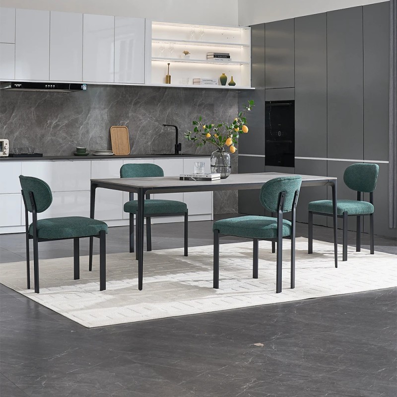 Modern Dining Room Chairs Set of 2, Mid-Century Upholstered Boucle