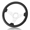 QYMOPAY 14"Racing Steering Wheel, Perforated Leather Trim Stitch Steering Wheel