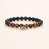 COAI Lotus Charm Black Tourmaline Tiger Eye Stone Womens Bracelet