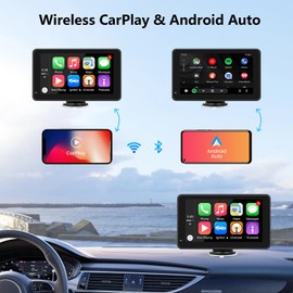 Carplay Screen for Car, 7 Inch Portable Touch Screen Car Stereo with Wireless Carplay & Android Auto, Backup Camera, Live Navigation, Bluetooth, Mirror Link, TF Card