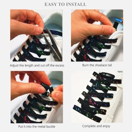 nikwesm Magnetic No Tie Elastic Shoe Laces for Kids Adults, No screw, One Size Fits All (White color dot)