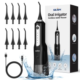 SEJOY Water Flosser Cordless 270ml Water Flosser Dental Oral Cleaner 5 Jet Tip