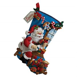 Bucilla The Workshop Christmas Stocking Felt Applique Kit, 18-Inch