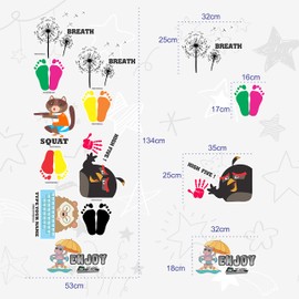 HK Studio Education Floor Decal for Classroom Decor - Dynamic Funny Squat, High Five, Push Wall for Boosting Gross Motor Skills - Sensory Path - Indoor School Montessori Gym