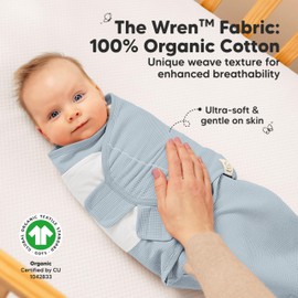 3-Pack Organic Swaddles for Newborns, Baby Sleep Sacks 0-3 Months - Baby Swaddle Wrap, Newborn Wearable Blanket, Infant Sleep Sack for Girls, Boys, Soft & Snug, Large Hook & Loop Closure (Glacier)