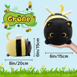 MUFEIRUO Black Cat Plush Toys with Bee Wings, Bee Plush Doll Toy, Black Cat Plush Doll, Plush Toys, Kitten Stuffed Toys, Teddy Bears, Gift for Boys Girls Children
