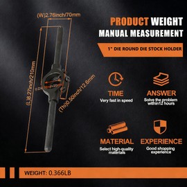 1" Die Round Die Stock Holder Thread Tap Wrench Handle Steel Body Die Holder with Additional Screws Adjustable Dies Removable Handle