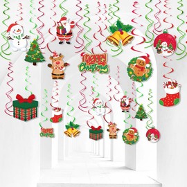 20pcs Christmas Hanging Swirls Decorations,Christmas Decorations Indoor or Outdoor, Christmas Hanging Streamer Party Supplies