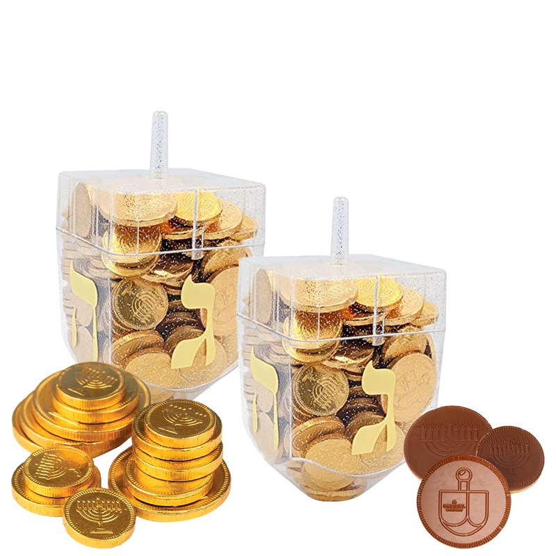 The Dreidel Company 6-Pack Dreidel Filled with Hanukkah Chocolate Gelt