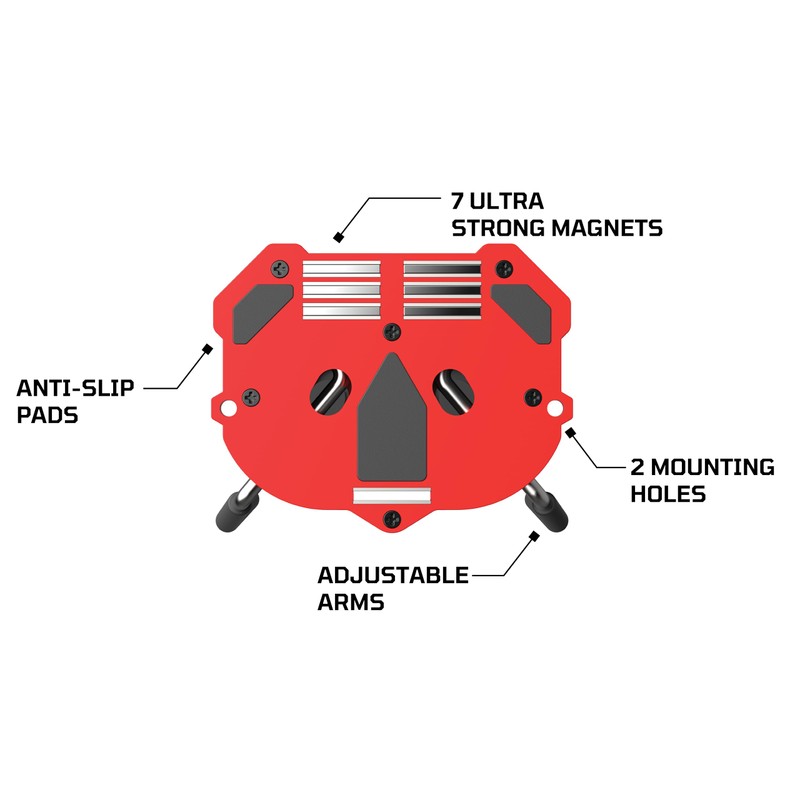 EZRED Magnetic Adjustable Tool Holder, With Adjustable Arms, Red