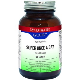 Quest Super Once A Day Multivitamin & Minerals Tablets. 17 Vitamins & 12 Minerals With Vitamin A, B, C, D, Iron & Zinc For Men & Women. For Optimal Health, Reduces Fatigue & Immunity (120 Tablets)