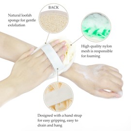 Travel Loofah - Mini Double-Sided Eco Organic Body Sponge | Exfoliating Hand & Body Scrub for Sensitive Skin | Natural Gentle Travel-Size Loofah