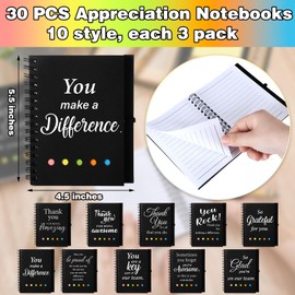 Zhanmai 30 Sets 2025 Inspirational Spiral Notebook Thank You Gift Small Pocket Notepad with Motivational Bamboo Pens Colored Sticky Index Tabs for Teacher Nurse Coworker Office (Thanks Theme)