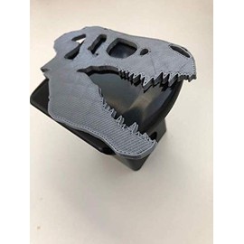 LicensePlateFreak T-Rex Skull in 3D - 2 inch Trailer Hitch Coverr Black with Grey - Dinosaur Tyrannosaurus