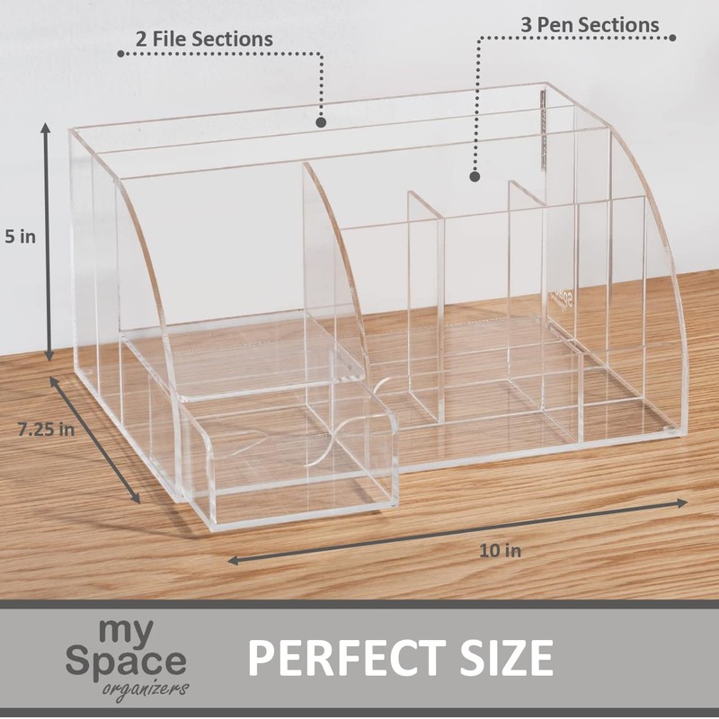My Space Organizers Clear Acrylic Desk Oganizer, 9 Compartments, Office