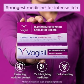 Vagisil Crema femenina antipicazón de máxima potencia con benzocaína para mujeres, ayuda a aliviar la irritación de la infección por levaduras, probad