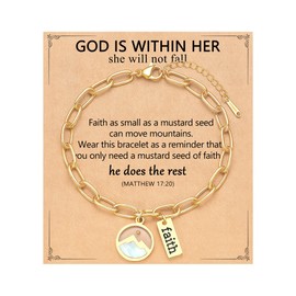 Eryuor Confirmation Baptism Gifts for Teen Teenage Girls Easter Basket Stuffers Essentials Trendy Stuff Mustard Seed Jewelry Bracelet 12 14 16 18 13 Year Old Birthday Religious Faith Christian Women