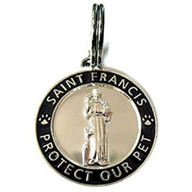Luxepets Pet Collar Charm, Saint Francis of Assisi, Small, Black