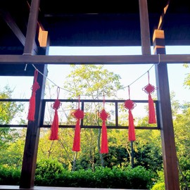 6 piezas de borla de nudo chino rojo de 11 pulgadas, decoraciones de Año Nuevo chino para fiestas, suministros de boda, decoraciones de primavera, festivales, farol, festival de luna de mediados de otoño, adornos de fiesta de boda