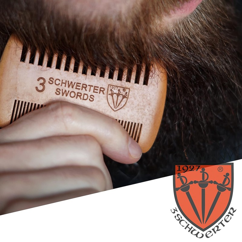 3 Swords Germany Peach Wood Beard & Mustache Comb –