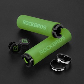 ROCKBROS Handlebar Grips Lock-On Design Bicycle Grips Shock-absorbing and Non-slip Grips made of Thickened Sponge for 22.2mm Handlebars - Color: BT1001RDRD
