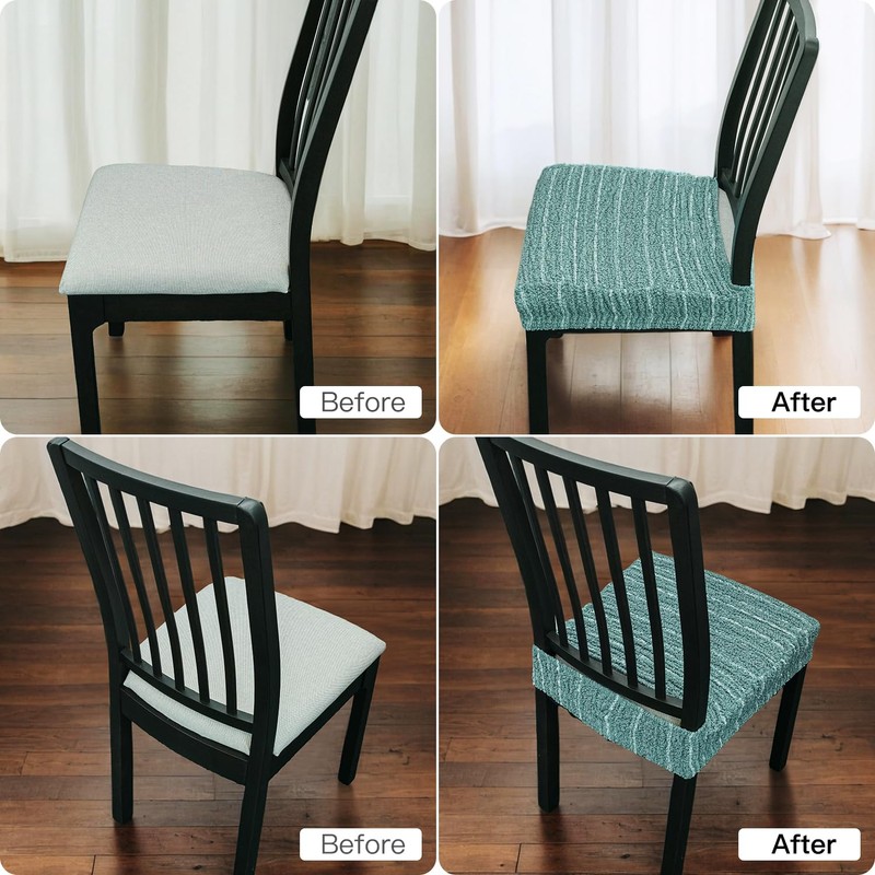 Lawalon Heavyweight Cotton Dining Seat Covers for Chairs (Blue, Set