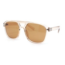 SA106 Retro Vintage Style Plastic Flat Top Double Bridge Racer Sunglasses - Peach - Brown
