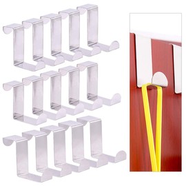 Hilitchi 15Pcs 3 Sizes Stainless Steel Over The Door Hook Fitting Sturdy Door Hanger Hanging Hooks for Clothes, Coat Hooks and More, Hold up to 11Lbs, Z-Shaped Reversible