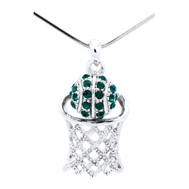 Violet Victoria & Fan Star Jewelry LARGE BASKETBALL HOOP NECKLACE, CRYSTAL BASKETBALL, GREEN