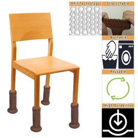 DMIMIA 24PCS Chair Leg Floor Protectors Fits All Leg Shapes, Non-Slip Chair Leg Socks for Hardwood Floor, Anti Noise Furniture Pads for Chair Leg (Brown)