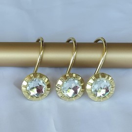 Shower Curtain Hooks, Rust Proof Shower Curtain Rings for Bathroom, iToplin Modern Metal Decorative Shower Hooks Hangers for Shower Curtain Rod,Set of 12 Gold Shower Curtain Hooks Rings