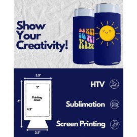 PartyPrints 25 Pack Navy Blue Blank Slim Can Cooler Sleeves | Plain Seltzer C...