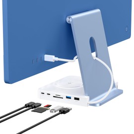 Akkyajaure USB-C Hub for iMac, Docking Station with SD/TF 3.0, 2× USB-C 10Gbps, 1× USBA 10Gbps, 1×USB2.0, 15W Wireless Charging (External Power Required) | iMac Accessories