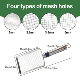 Cosstream Cat Scoop for Cat Litter Tray - Set of 4 Stainless Steel Garden Sieve for Cat Litter Tray Compost Strainer with Handle Garden Sieve Earth Sieve Sand Sieve (2/2.8/3.8/5 mm Mesh)
