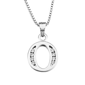 YFN Initial O Pendant Necklace in Sterling Silver with Cubic Zirconial 26 Letter Alphabet Jewelry for Women