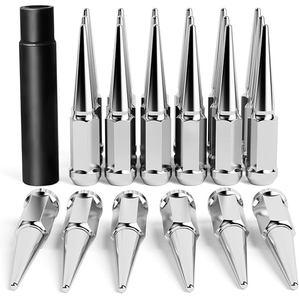 14x1.5 Spiked Lug Nuts 6x5.5 Chevy, Chrome Spike Lug Nuts