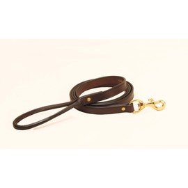 Tory Leather 3/4" x 6' Plain Leather Creased Dog Leash with Rolled Hand Hold