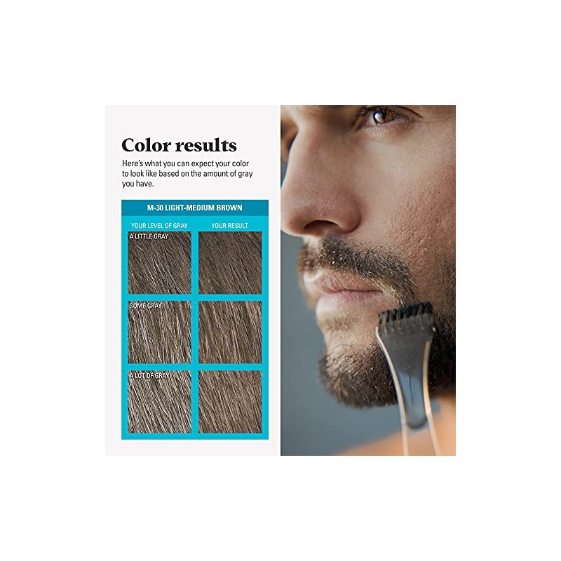 Just For Men Mustache & Beard Brush-In Color Gel, Light-Medium