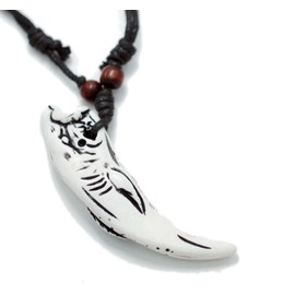 exoticdream White Shark Tooth Necklace Resin Adjustable Hawaiian Surfer Beach Ocean Jewelry