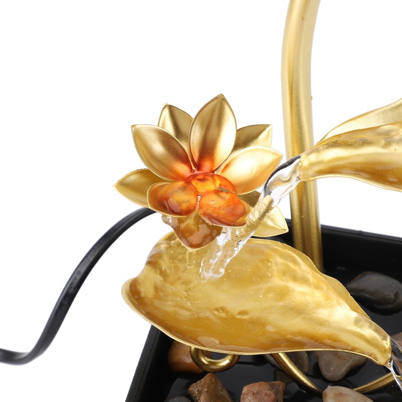 Tabletop Waterfall Fountain 3 Tier Lotus Leaf LED Light Circulating