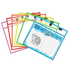 Magnetic Dry Erase Pockets by Two Point (6-Pack) - Landscape - Clear Plastic Sleeves for Paper, Shop Ticket Holders, Job Ticket Holders, Clear Paper Sleeves, Dry Erase Sleeves