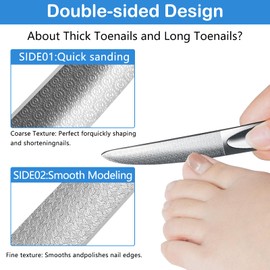 2Pcs Metal Nail Files for Women, Nail File Emery Boards for Nails, Double Sided Stainless Steels, Toe Professional Repair Tools Supplies Suitable for People of All Ages.