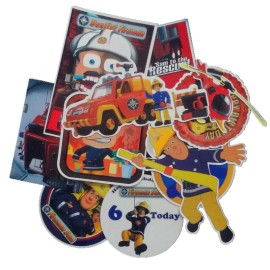 Unbranded Fireman Sam Assorted Skateboard Stickers Lot Of 11 Pieces