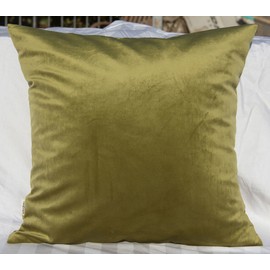 TangDepot Solid Velvet Throw Pillow Cover/Euro Sham/Cushion Sham, Super Luxury Soft Pillow Cases, Many Color & Size options - (22"x22", Olive Green)