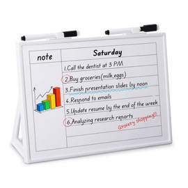 Small Whiteboard for Desk, 12x8.5 Desktop Dry Erase Board with Reusable Pre-Set Chart, Hangable and Standable (Lined Notes)