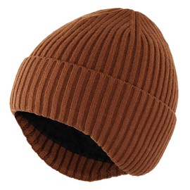 Magracy Outdoor Men's Winter Hat Warm Knit Earflap Hat Fleece Lined Beanie Hat Ski Snow Brown
