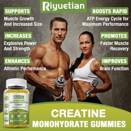 Creatine for Women & Men, Sugar-Free | Vegan for Muscle Growth, Increase Strength and Build Muscle - 60 Count