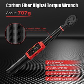 ANPUDS Digital Torque Wrench 3/8 Drive, Carbon Fiber Tube, 1.5-99.6Ft.lb/2-135Nm, ±1% Accuracy, Electric Torque Wrench Set with 3/8" to 1/2" Adapter, 125mm Extension Bar for Bike & Motorcycle