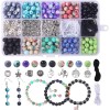 Colle 419pcs Lava Stone Crystal Alloy Beads Kit 8mm Chakra