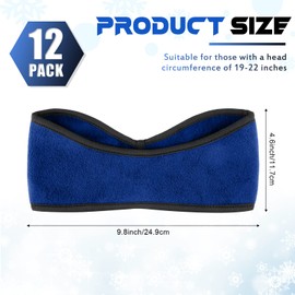 Geyoga 12 Pcs Ear Warmer Headband Winter Headbands Sports Running Elastic Ear Warmers Warm Covers for Winter(Black, Royal Blue, Dark Gray)